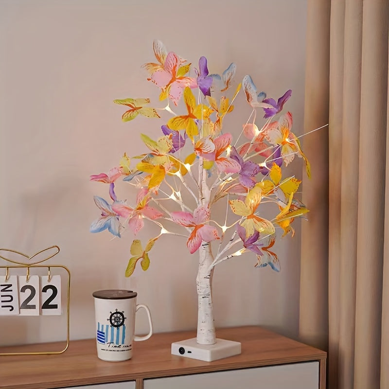 Elegant LED Birch Butterfly Lamp - Soft, Energy-Saving Light for Festive Decor, Perfect for Rooms & Offices, Battery Operated (AA), No Batteries Included