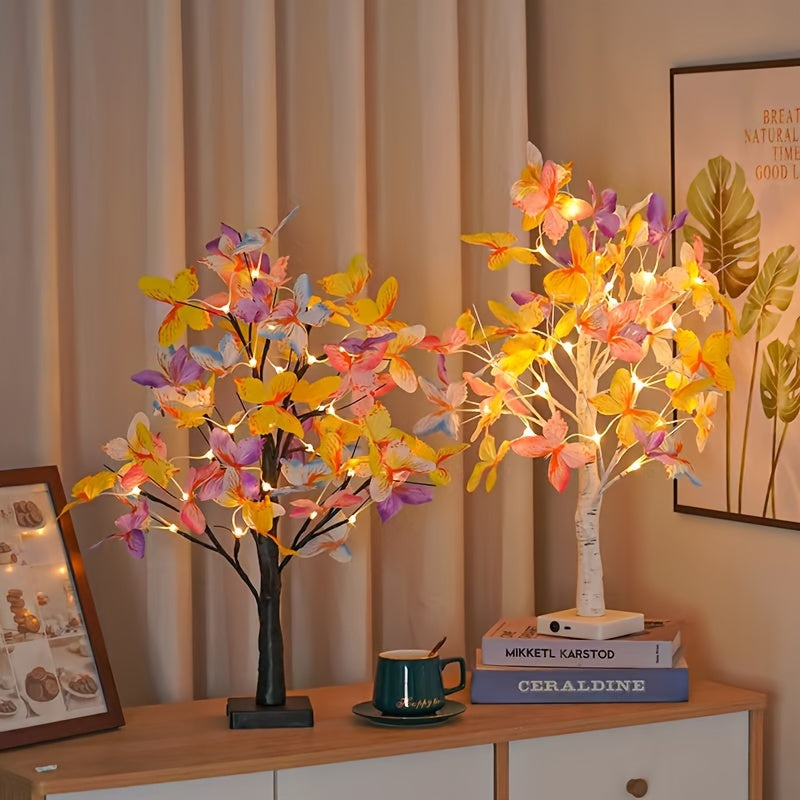 Elegant LED Birch Butterfly Lamp - Soft, Energy-Saving Light for Festive Decor, Perfect for Rooms & Offices, Battery Operated (AA), No Batteries Included