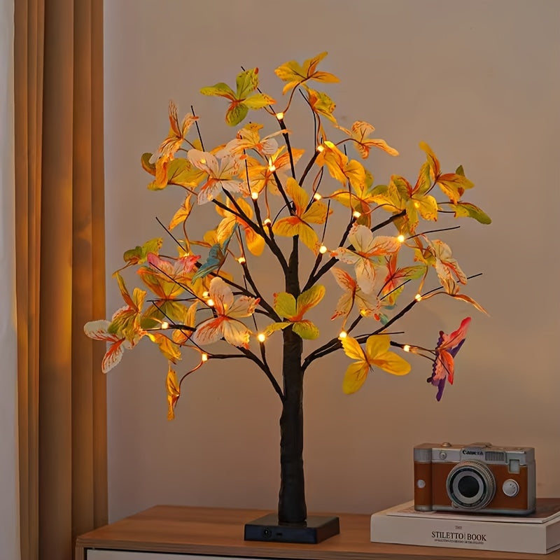 Elegant LED Birch Butterfly Lamp - Soft, Energy-Saving Light for Festive Decor, Perfect for Rooms & Offices, Battery Operated (AA), No Batteries Included