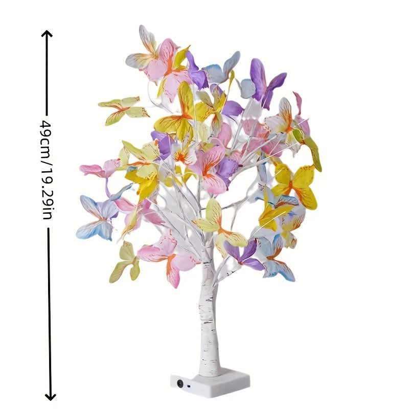 Elegant LED Birch Butterfly Lamp - Soft, Energy-Saving Light for Festive Decor, Perfect for Rooms & Offices, Battery Operated (AA), No Batteries Included