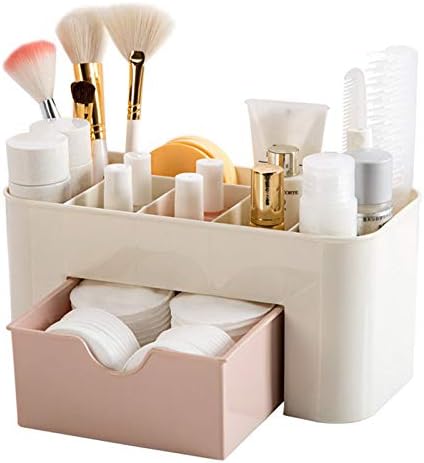 Plastic Makeup Organizer | Make Up Brush Storage Box With Drawer | Desktop Cosmetics Storage Box Division | Office Desk Organiser | Stationery Storage Box